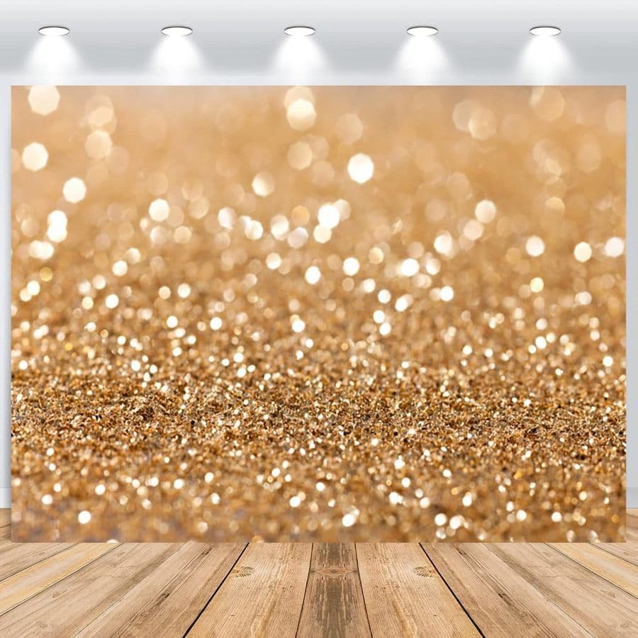Mur doré pailleté : fond de paillettes dorées avec effet de lumières