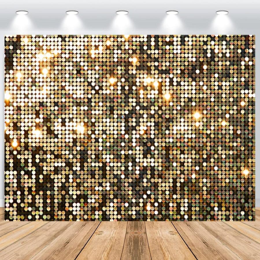 Mur doré à sequins : grand fond de sequins dorés et scintillants